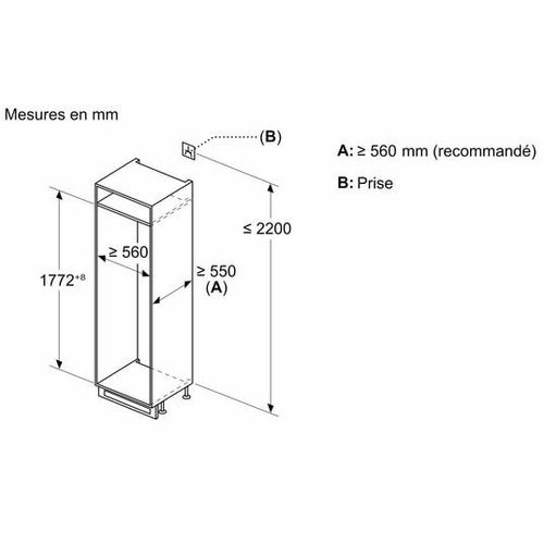 BOSCH Réfrigérateur combiné intégrable 2 portes 260 l No Frost - KIN865SE0
