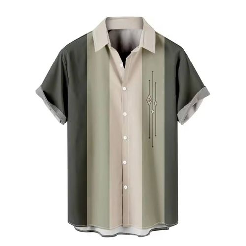 Chemise De Bowling À Manches Courtes Boutonnée Pour Homme - Style Hawaïen -