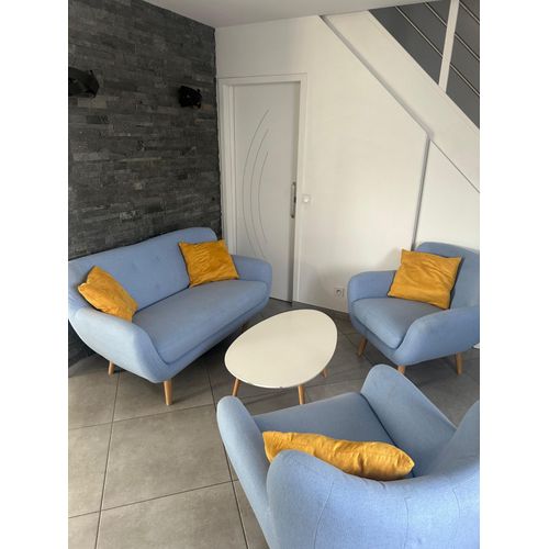 Salon Scandinave Canapé + 2 Fauteuils