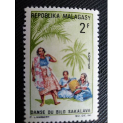 Timbre Madagascar Y T 443 Danse Des Bilo Sakalavas 1967 (030509 )