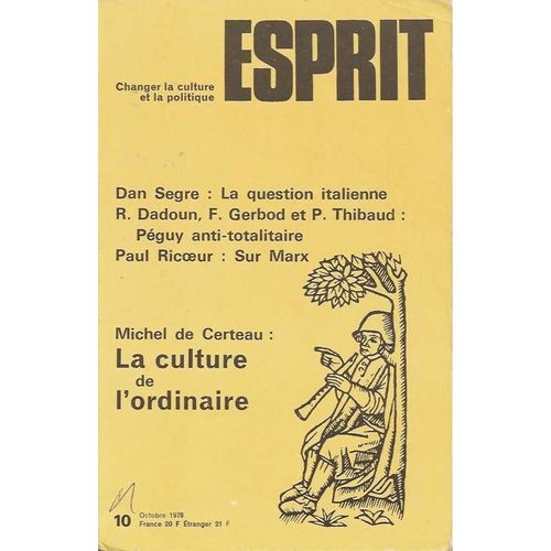 Esprit  N° 10 : La Culture De L'ordinaire