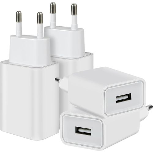 SHIBA-4-Pack 12W Prise USB Chargeur, 5V/2.4A Adaptateur USB Bloc Chargeur Prise Secteur Compatible avec iPhone Samsung Huawei LG X[6