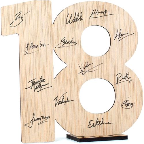 SHIBA-Carte Anniversaire 18 ans Bois. Cadeau géante Carte Decoration deco Cadeaux joyeux Anniversaire homme anniv 18 ans voeux Ann[1