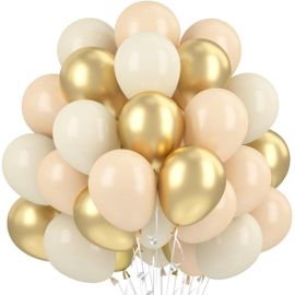 SHIBA-Ballons Anniversaire Beige et Or Abricot 60pcs 30cm Ballons Nude Ballons Beige Métallique Latex Ballons de Baudruche pour Dé[8