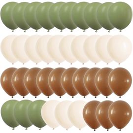 SHIBA-Ballon Vert Beige Marron 60 Pièces 12 Pouces Jungle Ballons Hélium Sauge Avocat Vert Cream Café Ballons de Baudruche Latex [1