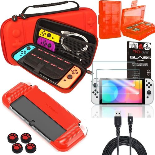 Shiba-10en1 Switch Oled Ensemble D'accessoires - 1x Housse De Protection De Transport & Rangement 1x Étui Souple 1x Porte-Cartes P[1