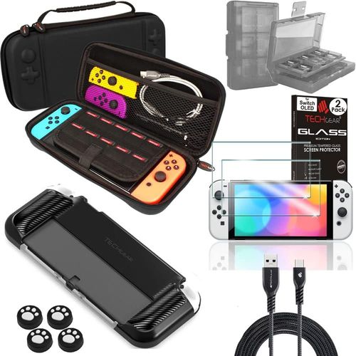 Shiba-10en1 Switch Oled Ensemble D'accessoires - 1x Housse De Protection De Transport & Rangement 1x Étui Souple 1x Porte-Cartes P[1