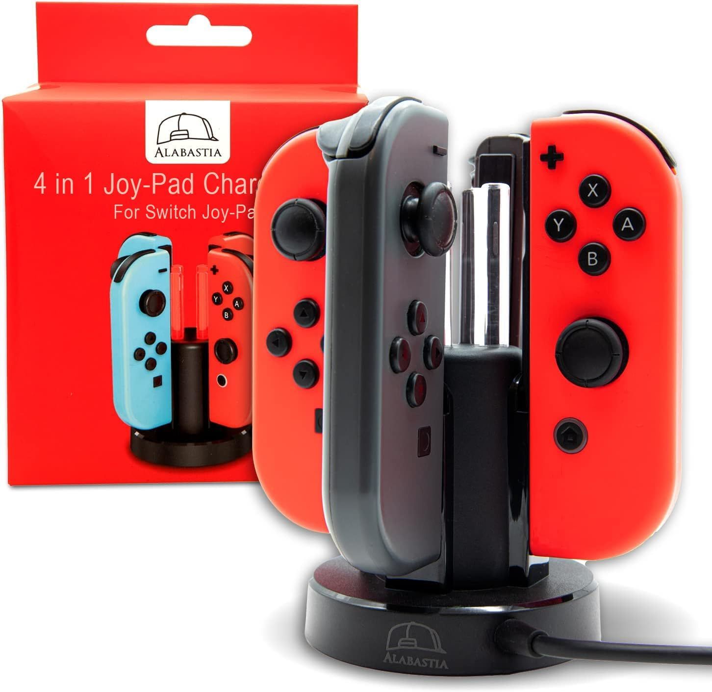 Shiba-Chargeur 4 En 1 Pour Manette Nintendo Switch Et Switch Oled | Support De Charge Joy Pad Élégant En Noir | Indicateur De Char[1