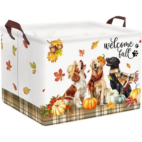 SHIBA-36L Grand Paniers Rangement Chiot Camion Chien Récolte Blanc avec Poignée Boîtes de Rangement Repliable Jouets Rectangulaire[6