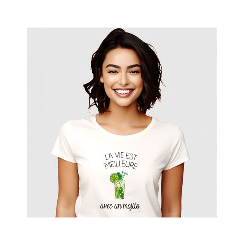 Tshirt Femme La Vie Est Meilleure Avec Un Mojito Blanc
