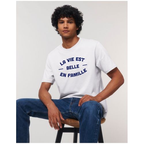 T-Shirt Homme "La Vie Est Belle En Famille" Blanc
