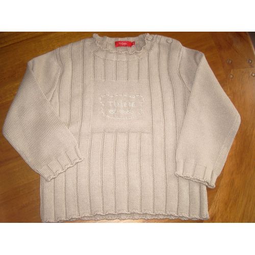 Pull Tissaia Beige Taille 2 Ans , Belles Mailles