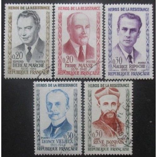 France Série N°1248 Au 1252 Héros De La Résistance Oblitéré
