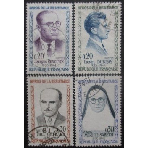 France Série N°1288 Au 1291 Héros De La Résistance Oblitéré