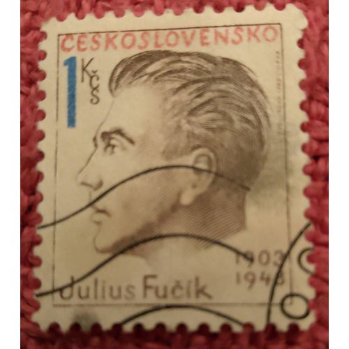 Timbre Oblitéré Julius Fucik 1 Ceskoslovensko Gris/ Blanc.