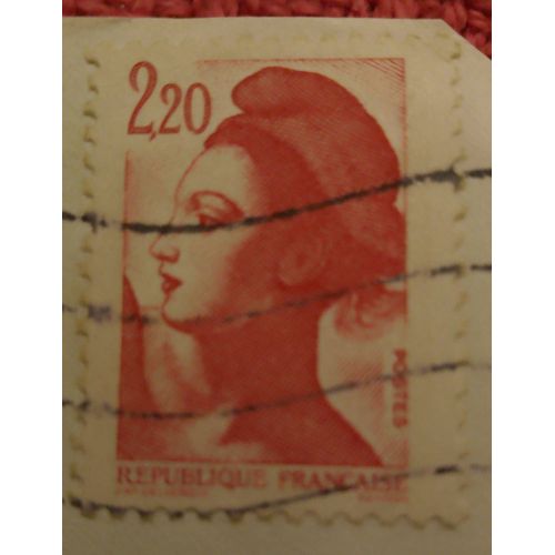 Timbre Oblitéré République Française 2,20 Marianne Rouge.