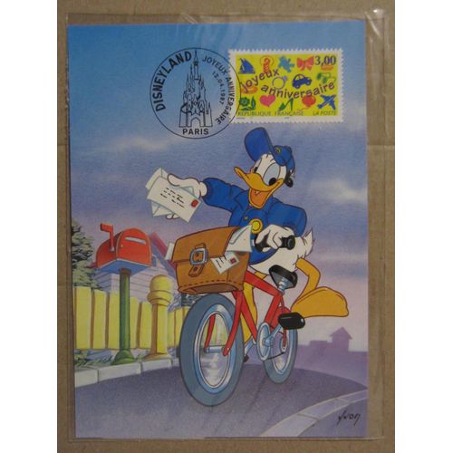 Carte Prétimbrée D'Anniversaire Disney Timbre N°3046 Yvert Et Tellier Oblitéré Premier Jour Journée Du Timbre 12.04.1997 Neuf Sous Blister Validité Mondiale Cadeau Philatélique