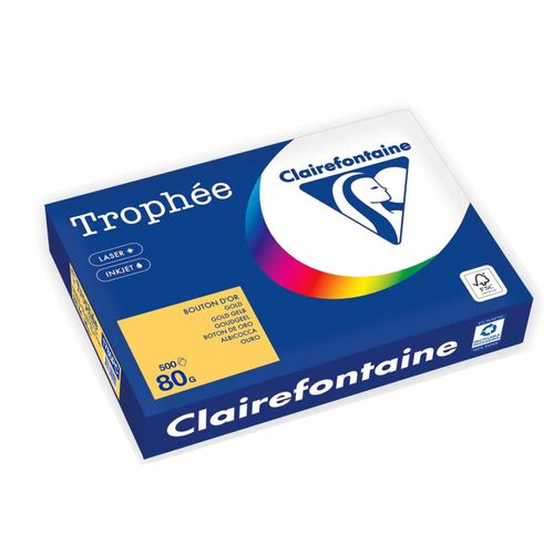 Clairefontaine Trophée - 107 micromètres - or - A4 (210 x 297 mm) - 80 g/m² - 500 feuille(s) zéro plastique - papier teinté