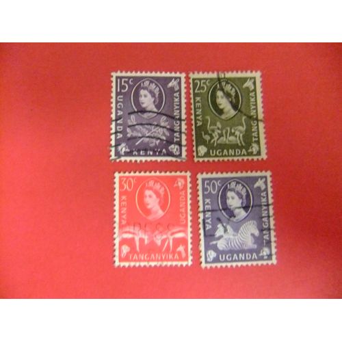 42 Kenya Ouganda Tanganyika 1960 / Reine Elizabeth Ii / Yvert 107 + 109 + 110 + 112 Fu