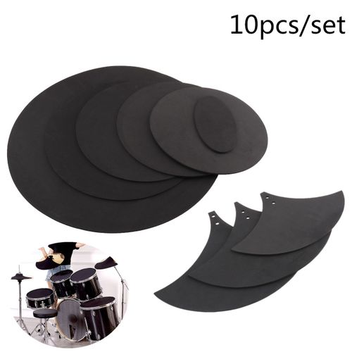 Kit De Pad D'entraînement En Mousse De Caoutchouc Pour L'exercice De Batterie Muette Électronique Jazz Snare,5 Tambours Et 3 Cymbales Sound Off,10 Pièces/Ensemble