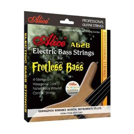 Alice A628 Fretless 4 Cordes De Basse Électrique Ensemble Complet 4 Cordes Noyau Hexagonal En Alliage De Nickel Enroulé Extrémité Sphérique En Or