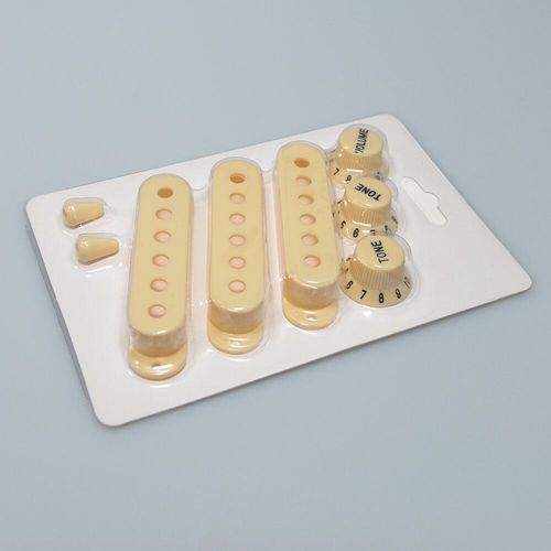 Couvercle De Micro De Guitare St À Bobine Unique,Blanc,Vintage,2 Tons,1 Boutons De Volume,Pointe De Commutateur,Ensemble De Pièces De Guitare - Type Cream 50 50 52 Bk