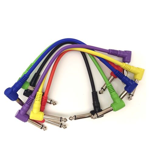 Câble De Raccordement Pour Pédale D'effet De Guitare Électrique,3 Pièces/6 Pièces,Câble Audio Blindé À Faible Bruit,Raccord À Angle Droit 1/4 - Type Color Pedal Line-6