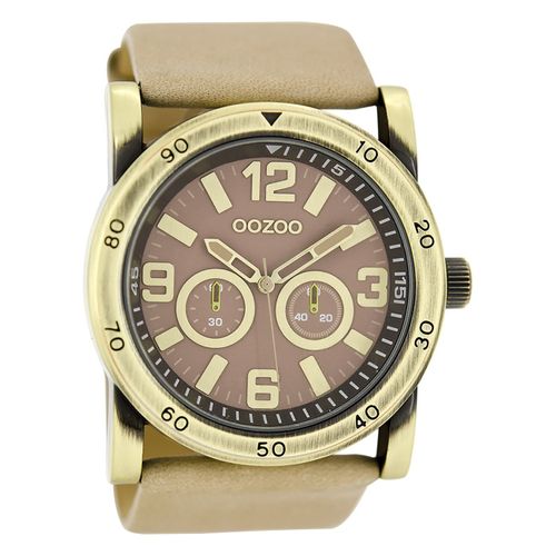 Montre-Bracelet De Luxe Pour Homme En Cuir Mat Beige (Oozoo ) Uoc8305a