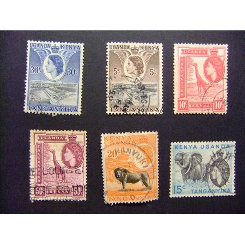 42 Kenya Ouganda Tanganyika 1954 1958 / Reine Elizabeth Ii / Yvert 89 / 92 + 94 + 95 A Fu