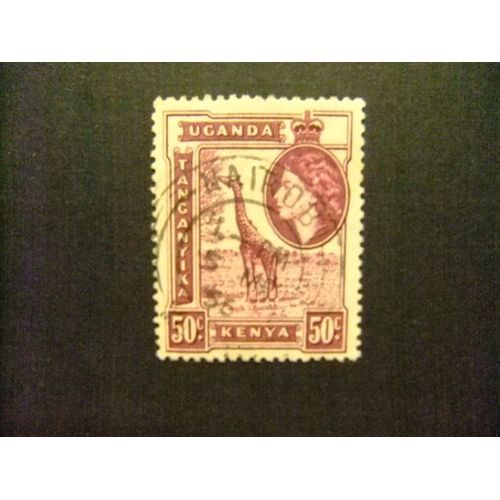 42 Kenya Ouganda Tanganyika 1954 1958 / Reine Elizabeth Ii Et Girafe / Yvert 94 Fu
