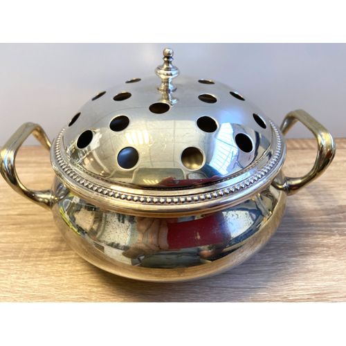 Ancienne Petite Soupière Centre De Table Bouquetière Laiton Bronze Argenté