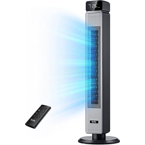 Ventilateur Colonne, 7,3 m/s Grand Volume 30 dB D¿air Ventilateur Colonne Silencieux avec Télécommande, Oscillation 90°, 6 Vitesses, Minuteur 12H, Ventilateur Tour pour Pièces, Bureaux