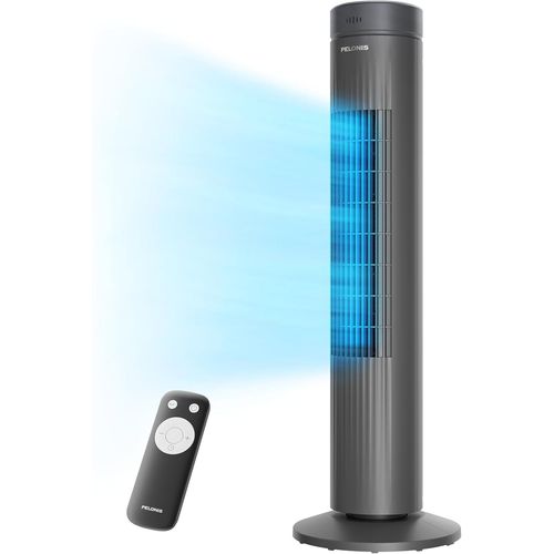 Ventilateur Colonne 76CM avec Télécommande, 3 Vitesses Réglables, Refroidissement Ultra-Silencieux, Minuterie de 7 Heures, Parfait pour le Confort de la Maison, du Bureau et de la Chambre