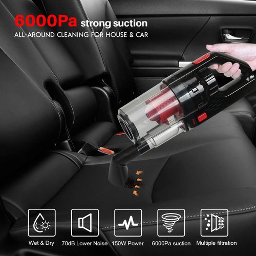 Aspirateur À Main Puissant Portable Nettoyage À Sec Humide Pour Voiture Auto Maison Poils D'animaux Rouges,Prise Américaine Sans Fil