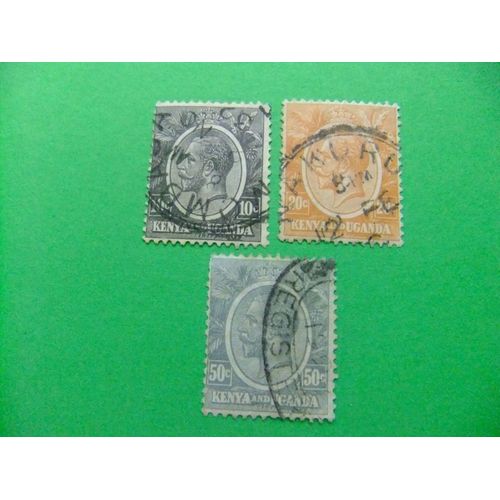 42 Kenya Ouganda 1922 / King George V / Yvert 3a + 6 + 8 Fu