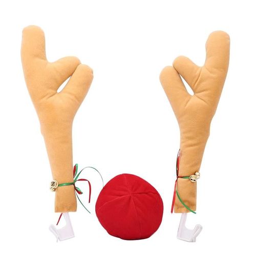 Bois De Renne Avec Cloche Rouge Nez Boule Voiture Camion Décoration De Noël Kaki