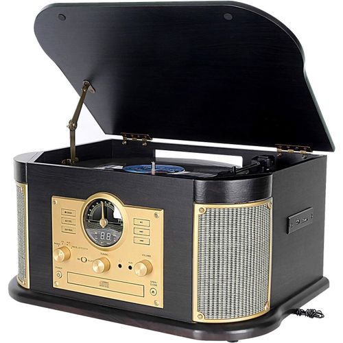 Lbgwp60-8-En-1 Platine Vinyle Avec Bluetooth,Cd,Radio Fm,Encodage Usb/Sd,Haut-Parleurs Stéréo Intégré,Entrée Auxiliaire,Sortie Rca,Line Out