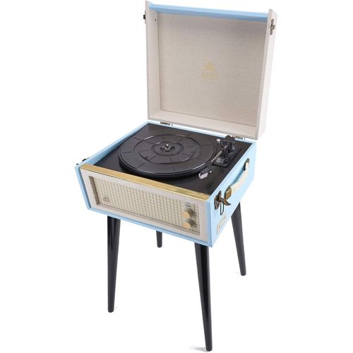 Lbgwp60-Bermuda- Platine Vinyle Classique De Style Rétro Avec Mp3,Usb,Haut-Parleur Intégré-Bleu