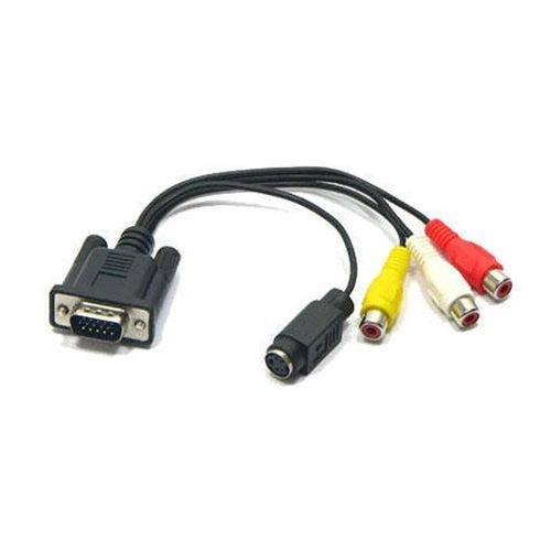 VGA SVGA vers S-Vidéo 3 RCA AV TV Out Câble Adaptateur Convertisseur Pour PC Ordinateur Portable