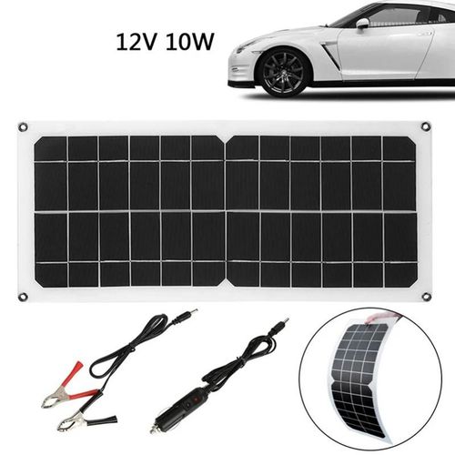 Chargeur De Voiture De Clip De Batterie De Panneau Solaire Extérieur 10w 12v Chargeur D'alimentation Usb D'urgence Portable