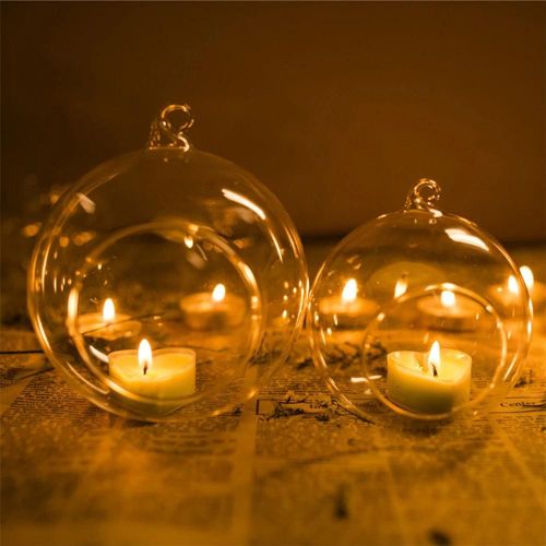 Bougie en verre transparent Porte-bâton suspendu Lampe de bougie en cristal Décorations de la maison