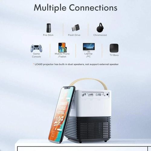 Mini projecteur portable LED prise en charge 1080P Full HD Haut-parleurs intégrés pour la maison Nouveau