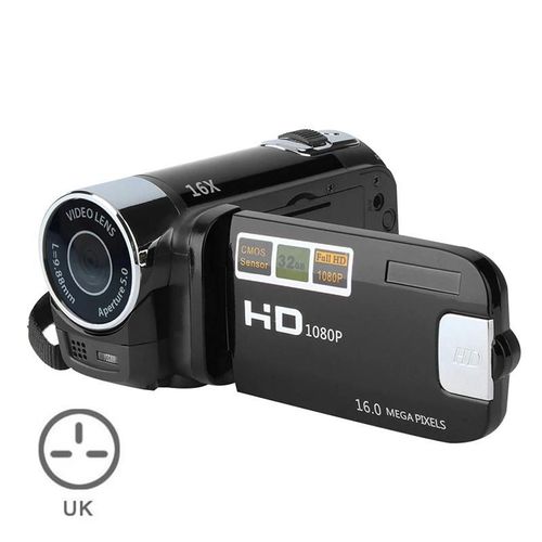 Caméra vidéo portable Caméscope Photographie Numérique Full HD 1080P Caméscopes Écran LCD pour vidéo Noir,Prise UK
