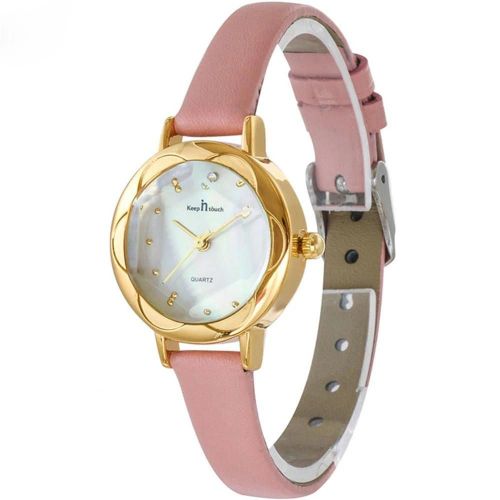 Nouvelle Montre Étanche À La Mode Pour Femmes Cadran Rond Montre-Bracelet À Quartz Analogique (Or + Rose)