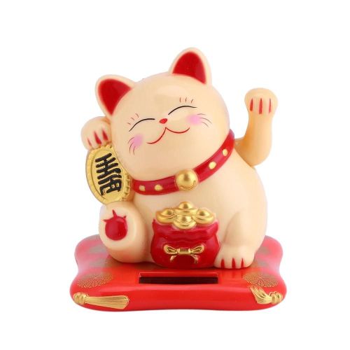 Énergie solaire mignon ondulant chat bonne chance richesse accueil chats maison affichage voiture décor(jaune)