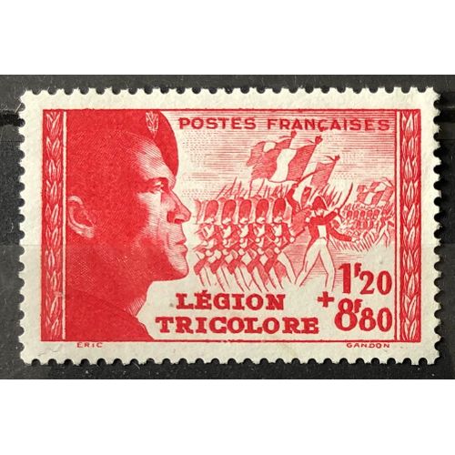 Légion Tricolore 1f20+8f80 Rouge (Superbe N° 566) Obl - Cote 12,50 - France Année 1942 - Brn83 - N29864