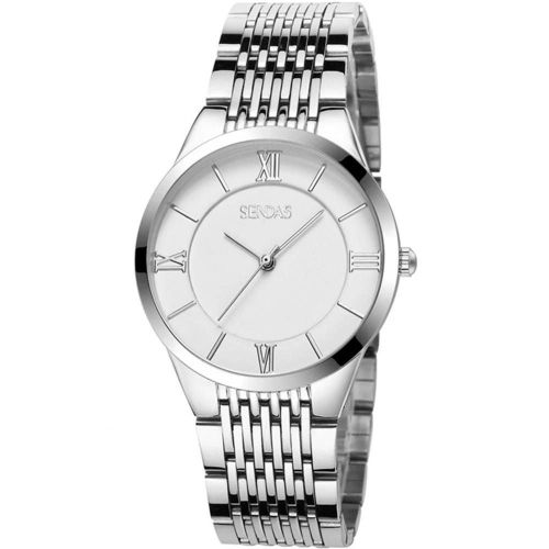 Montre En Alliage Étanche À La Mode Cadran Rond Montre-Bracelet À Quartz À Affichage Analogique (Mâle Blanc)
