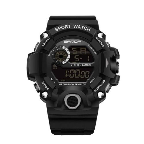 Sanda Montre Électronique Multifonctionnelle Montre-Bracelet Sport À Affichage Numérique Étanche (Noir)