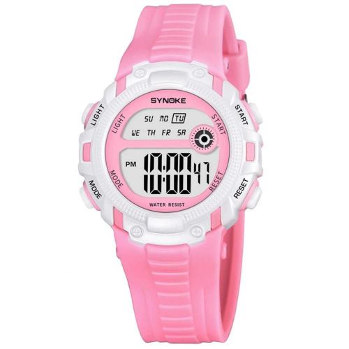 Synoke Montre Électronique Multifonctionnelle Montre-Bracelet À Affichage Numérique Étanche (Rose)