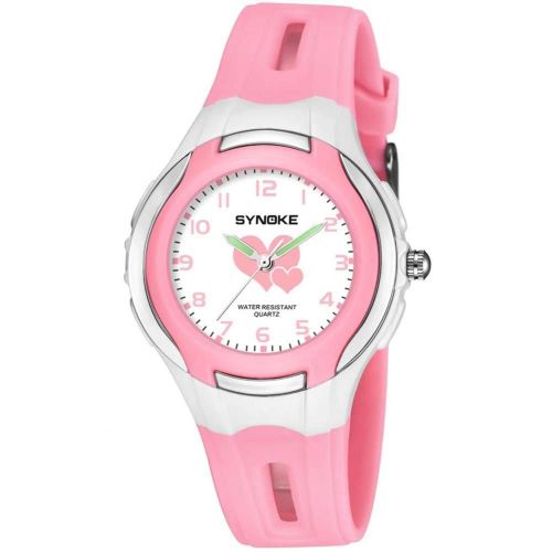 Synoke Montre Étanche À La Mode Cadran Rond Montre-Bracelet À Quartz À Affichage Analogique (Rose)